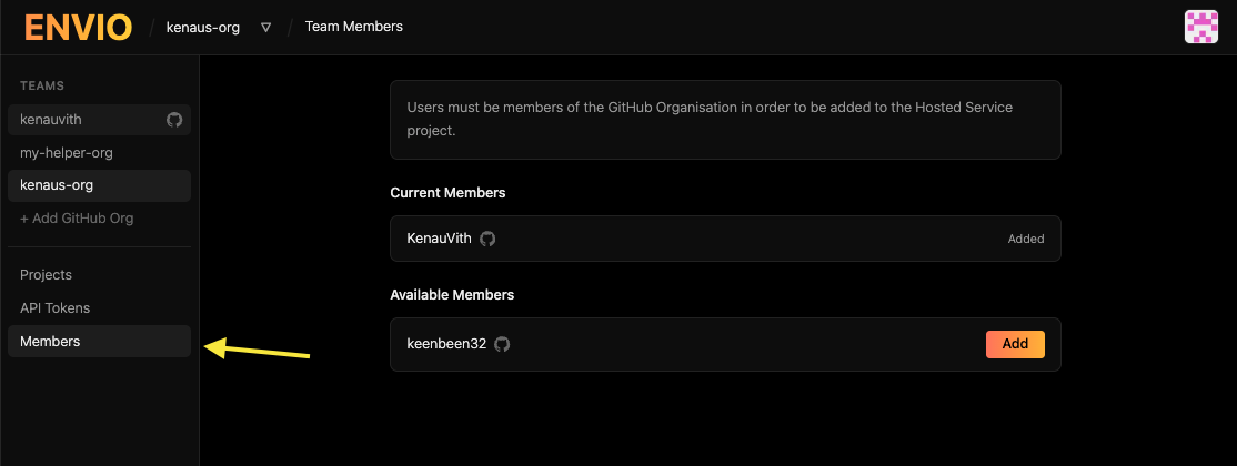 Members Page Button